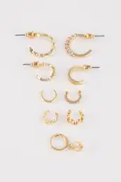 Women's 9-Piece Gold Earrings