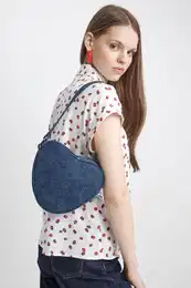 Women's Heart Shaped Jean Shoulder Bag