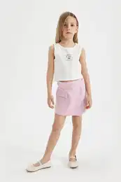 Girl's Printed Singlet Shorts Skirt 2-Piece Set