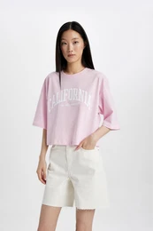 Oversize Fit Crew Neck Printed Short Sleeve T-Shirt