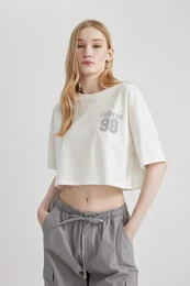 Cool Oversize Fit Back Printed Short Sleeve T-Shirt