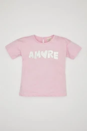 Baby Girl Crew Neck Printed Short Sleeve T-Shirt