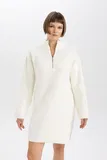 Bela Visok vratnik Obleke za dame image