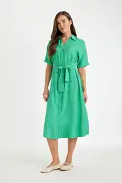 Traditional Regular Fit Shirt Collar Short Sleeve Dress