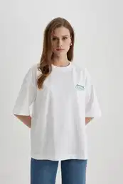 Oversize Fit Crew Neck Printed Short Sleeve T-Shirt