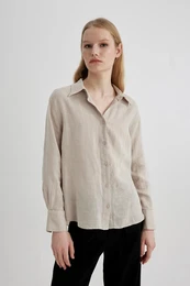 Oversize Fit 100% Linen Long Sleeve Shirt