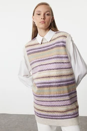 Lilac Patterned Knitwear Sweater