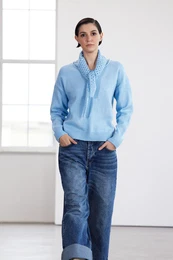 Limited Edition Light Blue Wide Pattern Soft Texture Openwork/Hole Knitwear Sweater