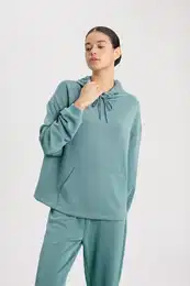 Fit Oversize Wide Mold Premium Hooded Kangaroo Pocket Sports Sweatshirt