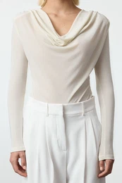 Ecru Collar Glitter Knitted Bodysuit