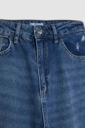 90's Wide Leg Ripped Detailed High Waist Long Jean Washed Trousers