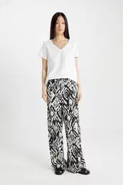 Moroccan Trousers Wide Leg Wide Leg Patterned Pocket High Waist