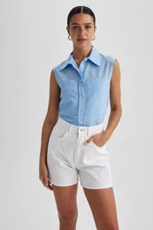 Oversize Fit Striped Premium Sleeveless Shirt