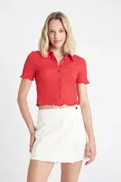 Fitted Wrinkled Short Sleeve Shirt