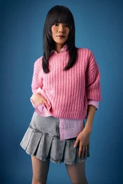 Coool Oversize Wide Pattern Crew Neck Knitwear Sweater