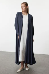 Smoked Stone Embroidered Woven Cap & Abaya