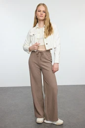 Mink Wide Leg Thessaloniki Knitted Trousers