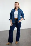 90. leta Denim srajca za dame image