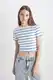 DEFACTO Cool Fitted Striped Ribbed Short Sleeve T-Shirt