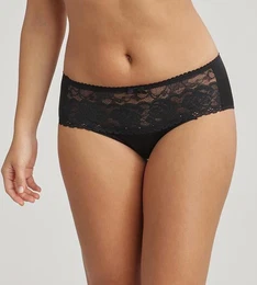 FLOWER ELEGANCE MIDI BRIEF - Women's lace panties - black