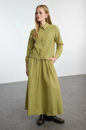 Khaki Button Detailed Bottom-Top Set