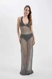 Fall in Love Regular Fit Sleeveless Mesh Maxi Beach Dress