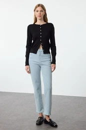 Light Blue High Waist Straight Jeans