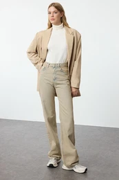 Yellow-Light Blue High Waist Wide Leg Jeans