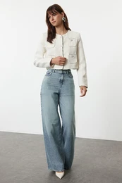 Blue High Waist Extra Wide Leg Palazzo Jeans