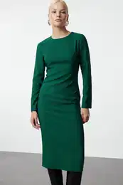 Emerald Green Bodycon Midi Woven Dress