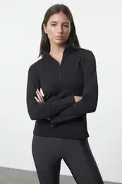 Black Extra Warm Zippered Fleece Winter Knitted Sports Sweatshirt