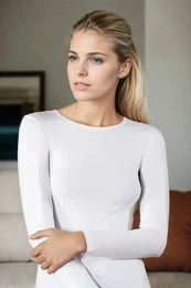 99766 Round Neck Long Sleeve Women Body-WHITE