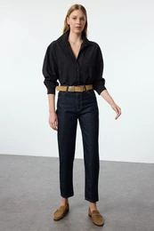 Dark Blue High Waist Mom Jeans