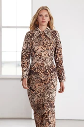 Limited Edition Brown Leopard Midi Woven Dress