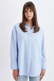 Relax Fit Poplin Long Sleeve Shirt Tunic