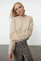 Stone Crop Super Wide Pattern Soft Texture Knit Sweater