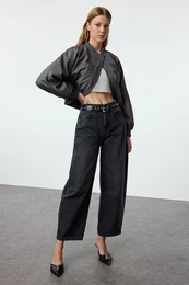 Anthracite More Sustainable High Waist Barrel Baggy Jeans