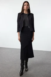 Black Maxi Denim Skirt