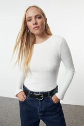Ecru Basic Hairy Knitted Sweater