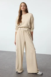 Stone Cargo Pocket Soft Touch Tube Leg Knitted Sweatpants