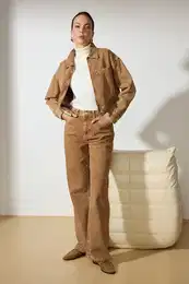Brown High Waist Wide Leg Jeans