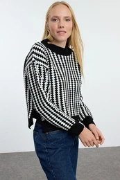 Black Basic Striped Knitwear Sweater