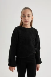 Girl's Crew Neck Knitwear Sweater