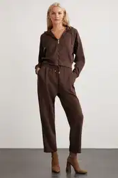 Gada Women's Elastic Waist, Side Pocket, Short, Comfortable Leg Brown Sweatpants
