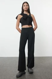 Black Diver/Scuba Fabric Knitted Sports Sweatpants
