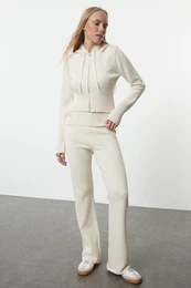 Stone Premium Yarn/Special Yarn Hooded Knitwear Bottom-Top Set