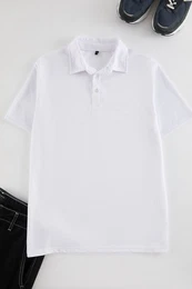 White Regular/Normal Cut Sports Polo Neck T-shirt