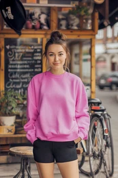 Ecru Oversize/Relaxed Cut Basic Crew Neck Thick/Polar inside Knitted Sweatshirt