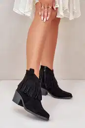 Women's Cowboy Boots With Zip Eco Suede Black S.Barski
