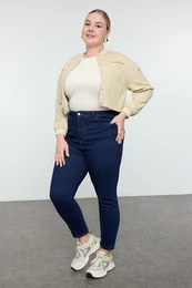 Curve Dark Blue High Waist Slimmer Plus Size Flexible Skinny Jeans
